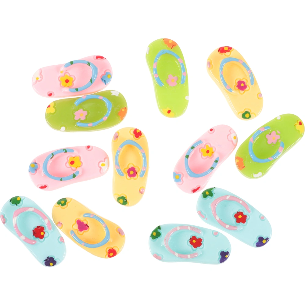 12Pcs Miniature Beach Flip Flops Crafts Cartoon Flip Flops Charms Decorative Phone Case DIY Charms