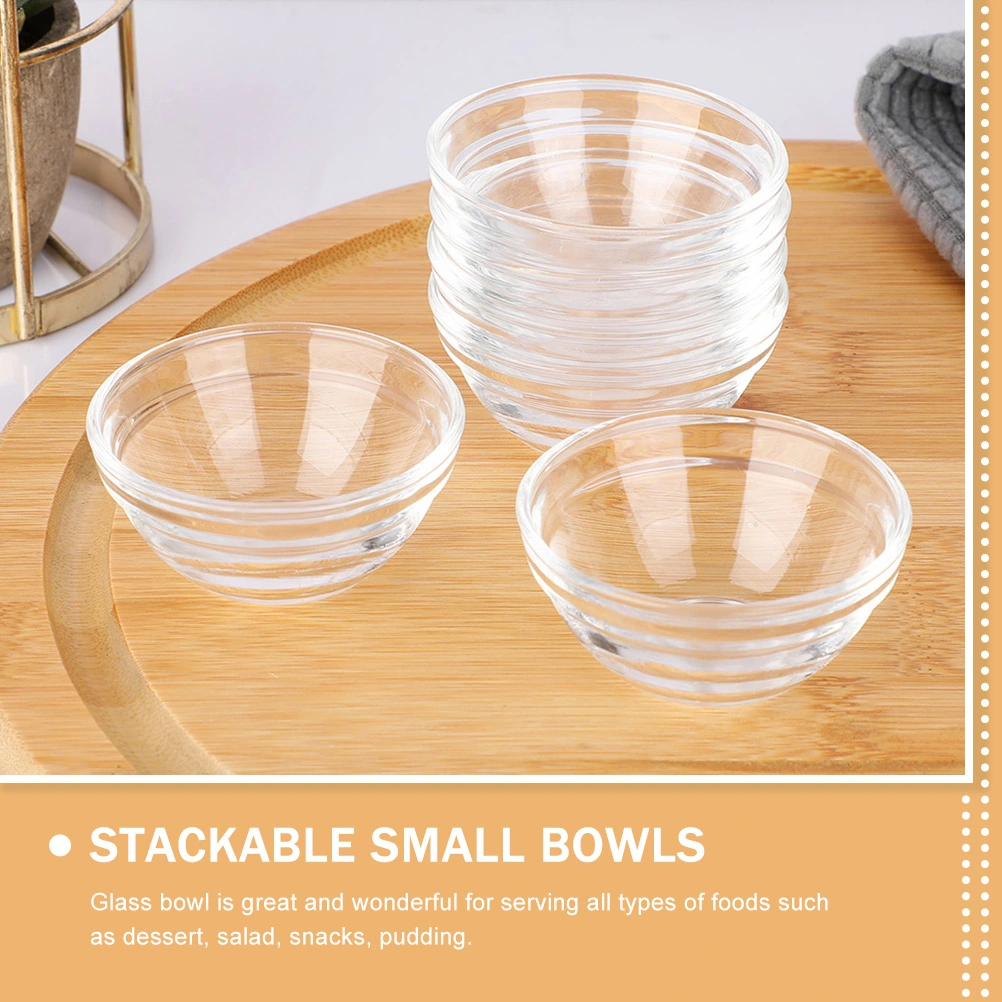 6Pcs Glass Bowls Decorative Glass Fruit Ice Cream Bowl Pudding Bowls Appetizer Container