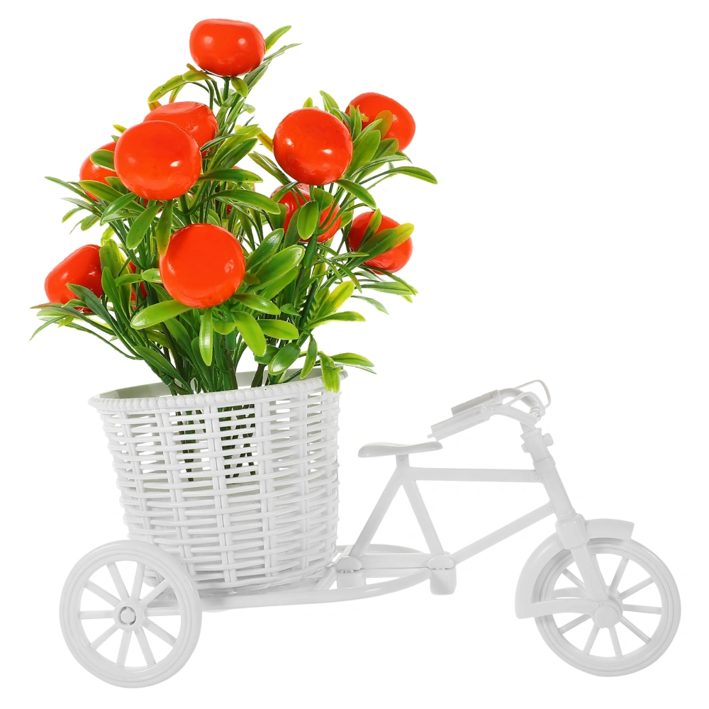 Fake Flower with Bike Basket Simulated Orange Fake Flower Decoration Artificial Flower Table Centerpiece