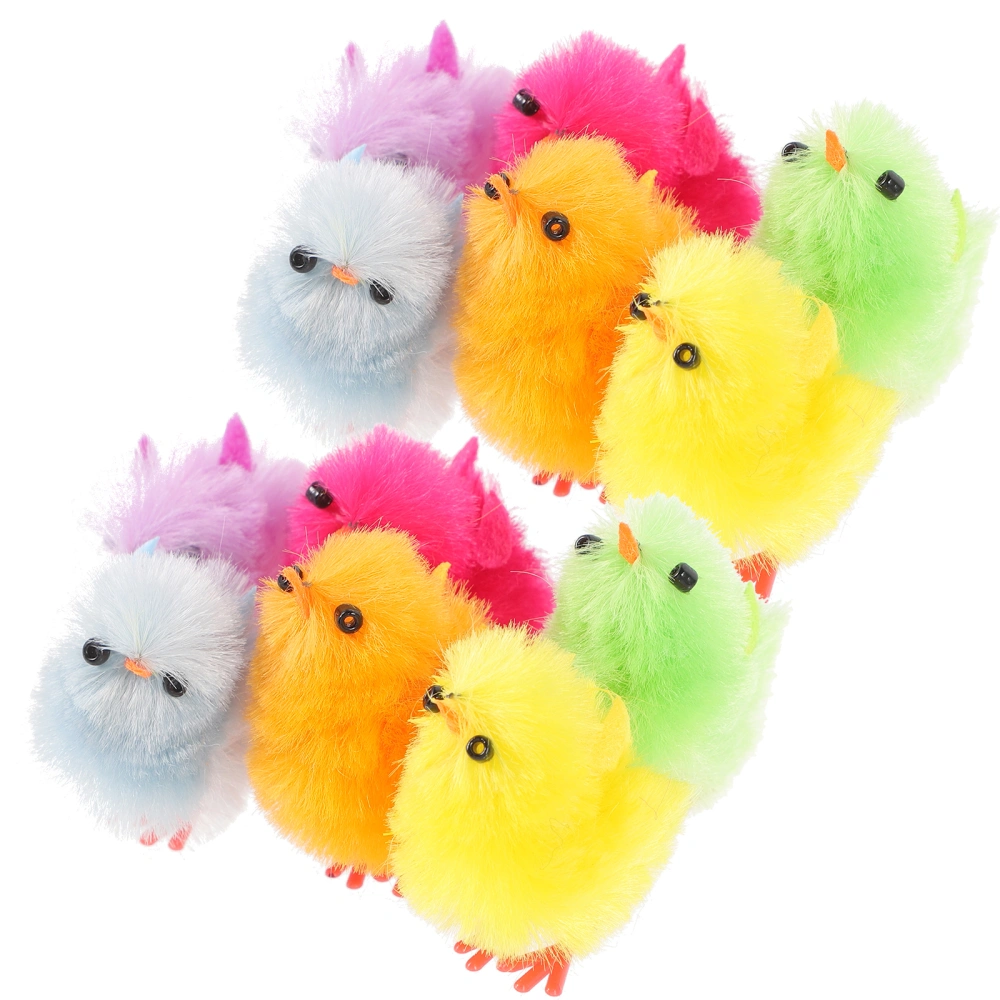 12pcs Fake Little Chick Figurines Lifelike Fluffy Chick Toy Simulated Chicken Models Easter Chicks Decor