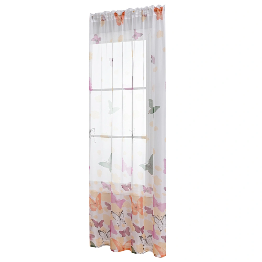 Butterflies Pattern Sheer Curtain Bedroom Rod Pocket Curtain Elegant Window Curtain