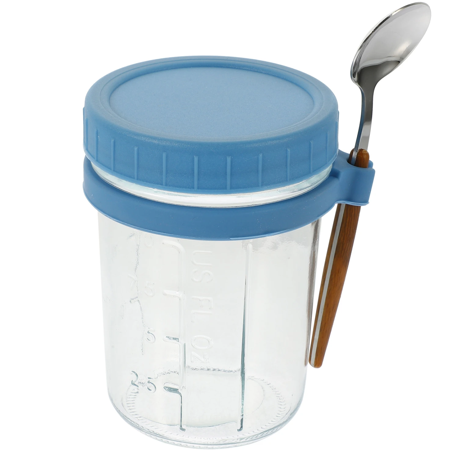 1 Set Glass Oats Cup Lidded Airtight Overnight Oatmeal Yogurt Cup with Spoon