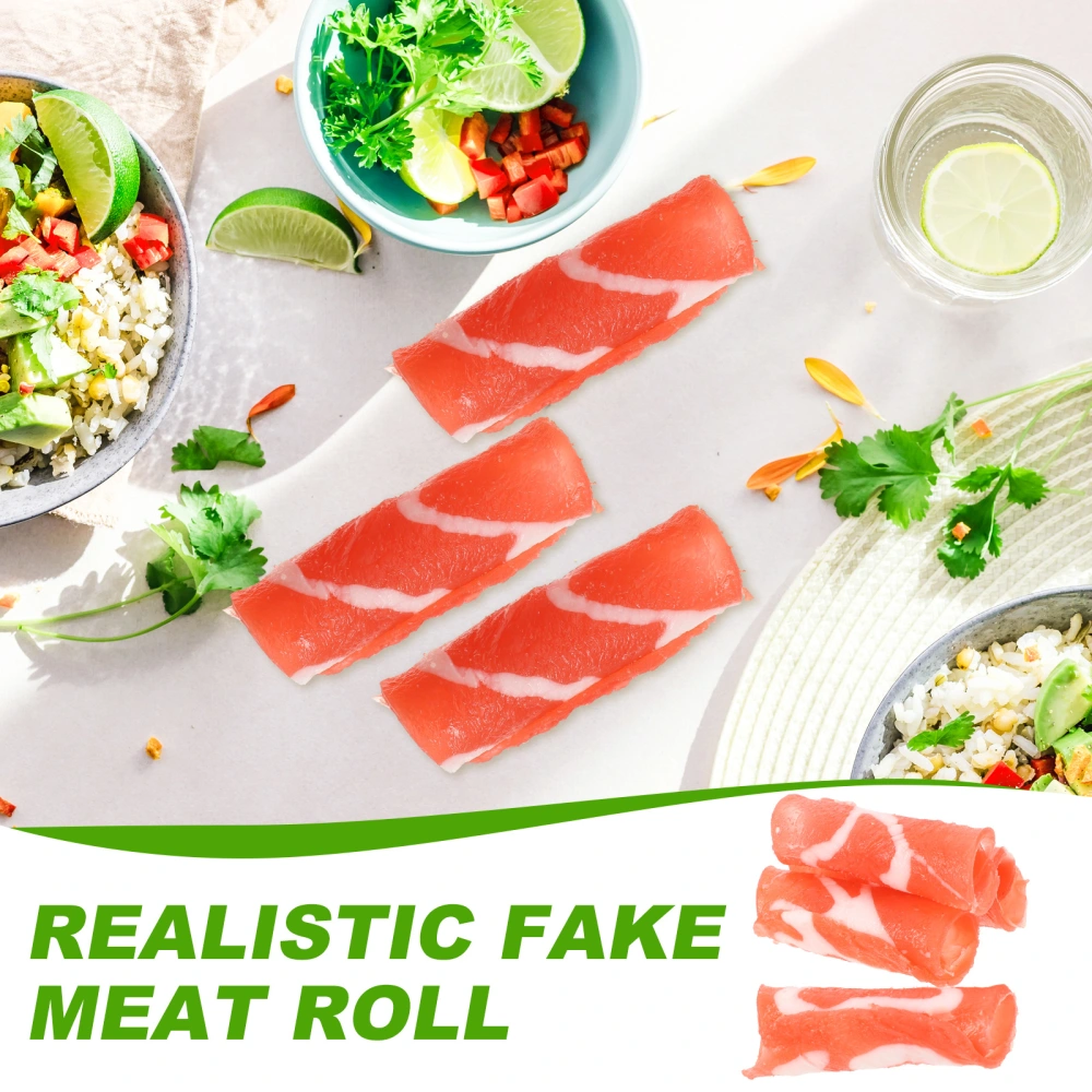 4pcs Artificial Meat Roll Fake Meat Simulated Meat Roll Fake Meat Food Props