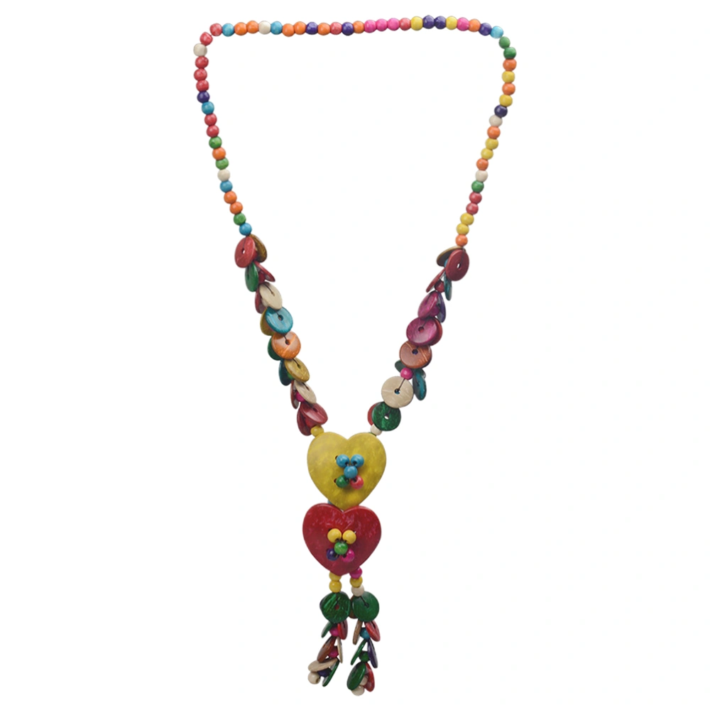 Colorful Wood Beaded Necklace Coconuts Shell Bohemian Style Necklace for Women