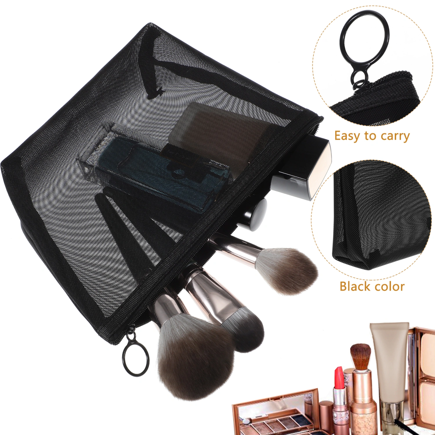 3 Pcs Makeup Bags Travel Toiletry Bags Zipper Makeup Pouches for Women Girls