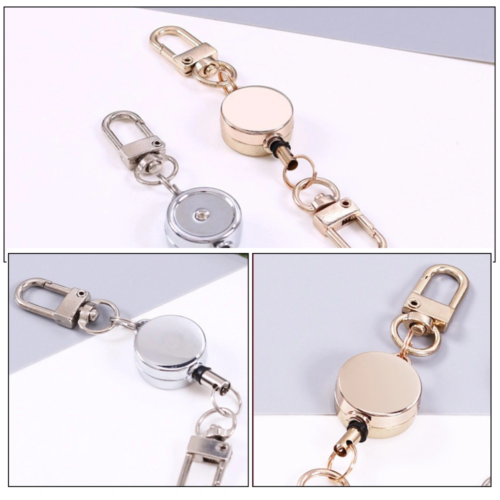 2Pcs Retractable ID Badge Holder Portable Retractable Keychain Flexible Key Chain Small Keychain