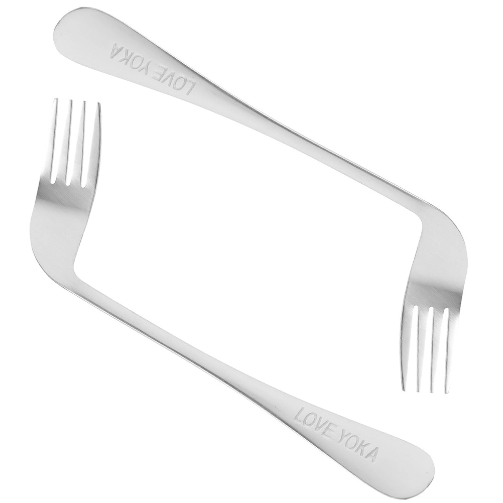 2pcs Angled Forks Convenient Forks for The Elderly Eating Feeding Forks Assist Tablewares (Left)