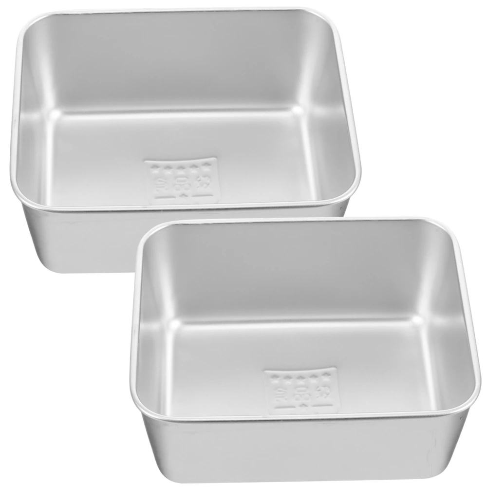 2pcs Stainless Steel Camping Bowls Outdoor Lunch Bento Boxes Rectangle Soup Bowls