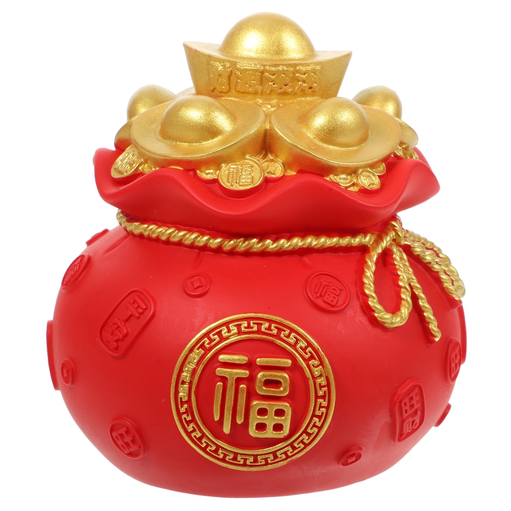 Chineses Style Piggy Bank Luck Bag Shaped Money Storage Jar Tabletop Resin Craft Decoration