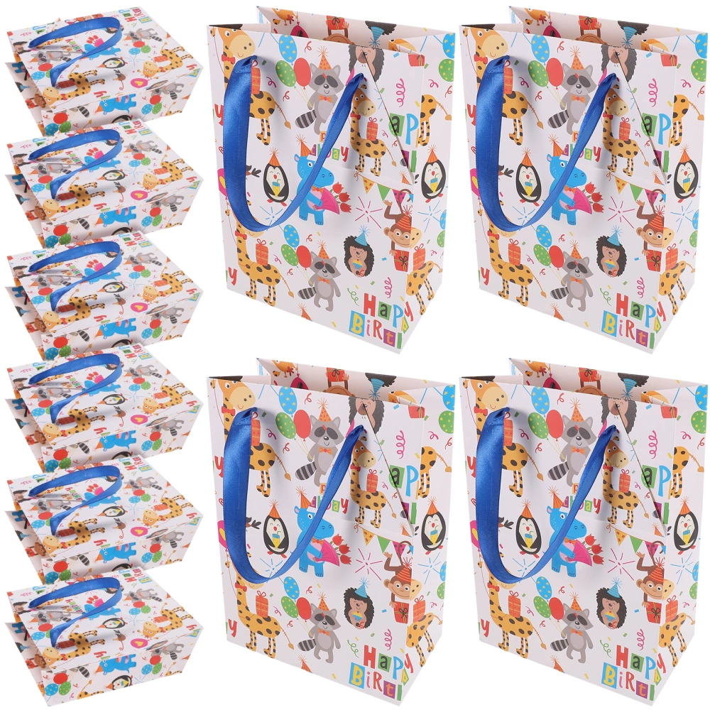 10pcs Cartoon Printing Gift Bags Gift Tote Bags Gift Wrapping Box Portable Empty Gift Containers