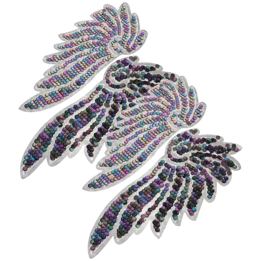 2 Pairs of Decorative Angel Wing Clothes Patch Glitter Clothes Applique Chic Costume Accessory