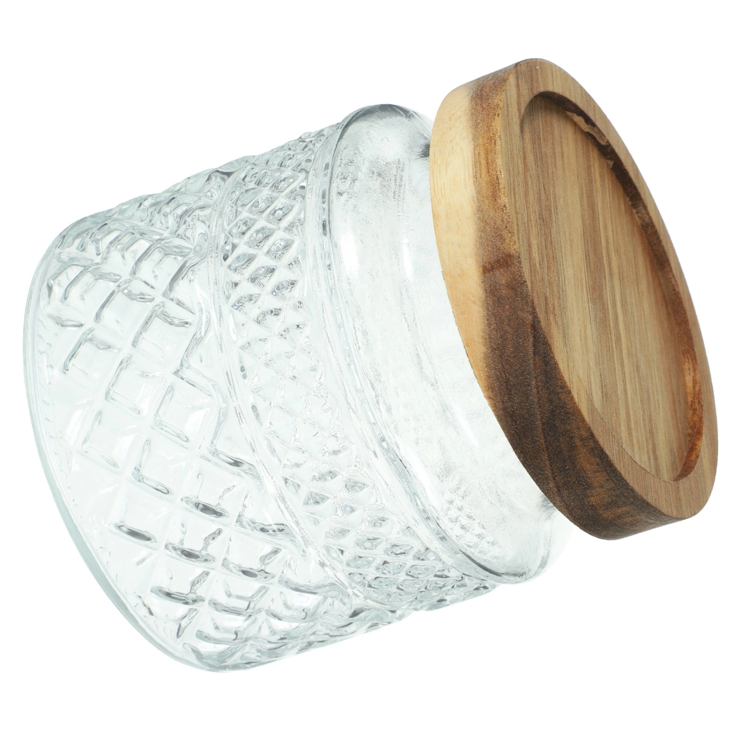 Glass Tea Container Clear Tea Canister Cereal Canister Glass Jar with Wood Lid Dry Fruit Storage Holder