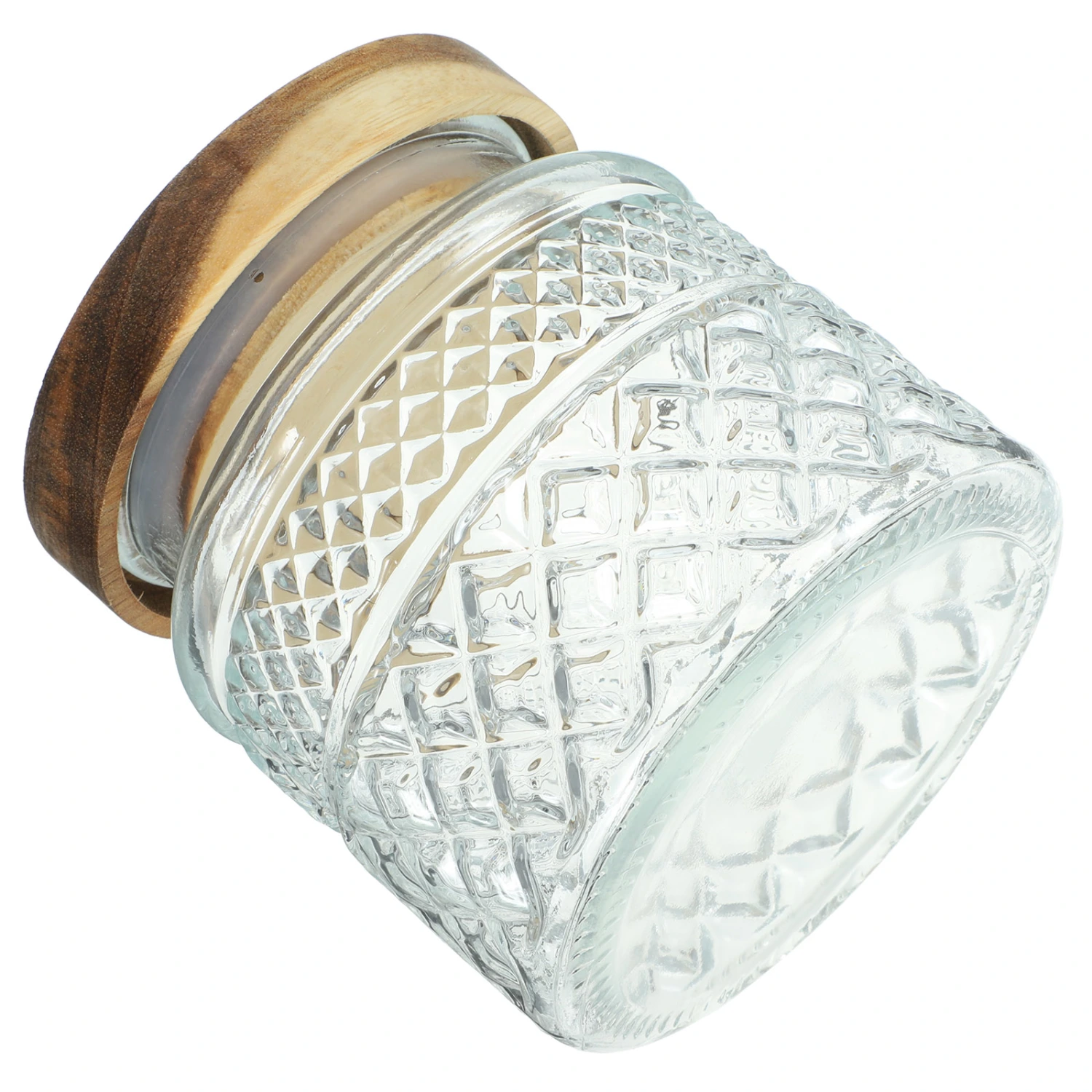 Glass Tea Container Clear Tea Canister Cereal Canister Glass Jar with Wood Lid Dry Fruit Storage Holder
