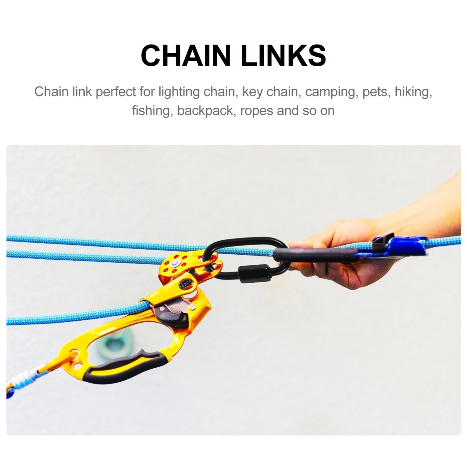 10pcs Threaded Quick Links Stainless Steel Oval Locking Carabiner Clips Rope Connectors for Camping