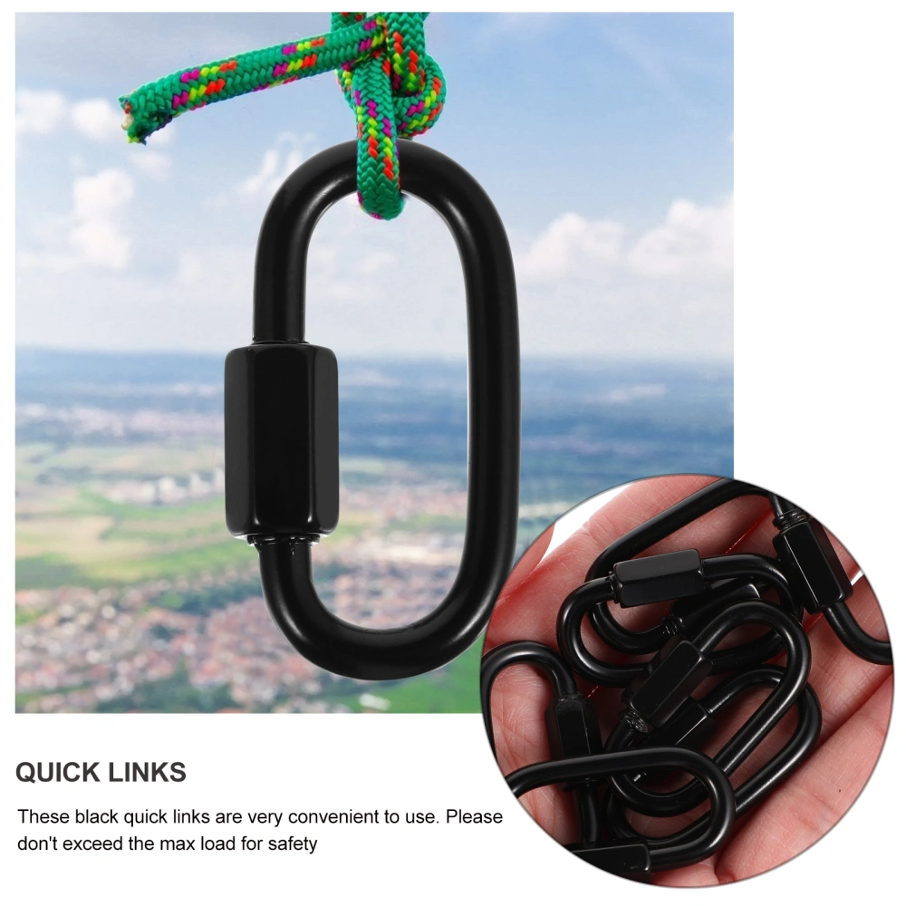 10pcs Threaded Quick Links Stainless Steel Oval Locking Carabiner Clips Rope Connectors for Camping