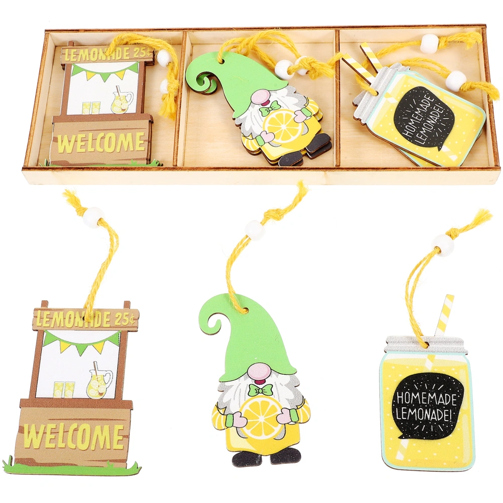 1 Box of Summer Lemon Hanging Decors Wooden Cartoon Gnome Cutouts Pendants