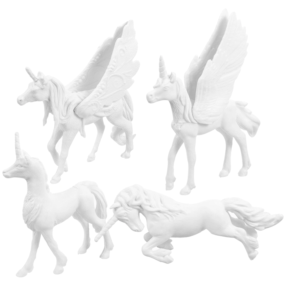 4pcs Unicorn Painting or Coloring Toy Graffiti Coloring Model Diy Blank Unicorn Color Painting Toys