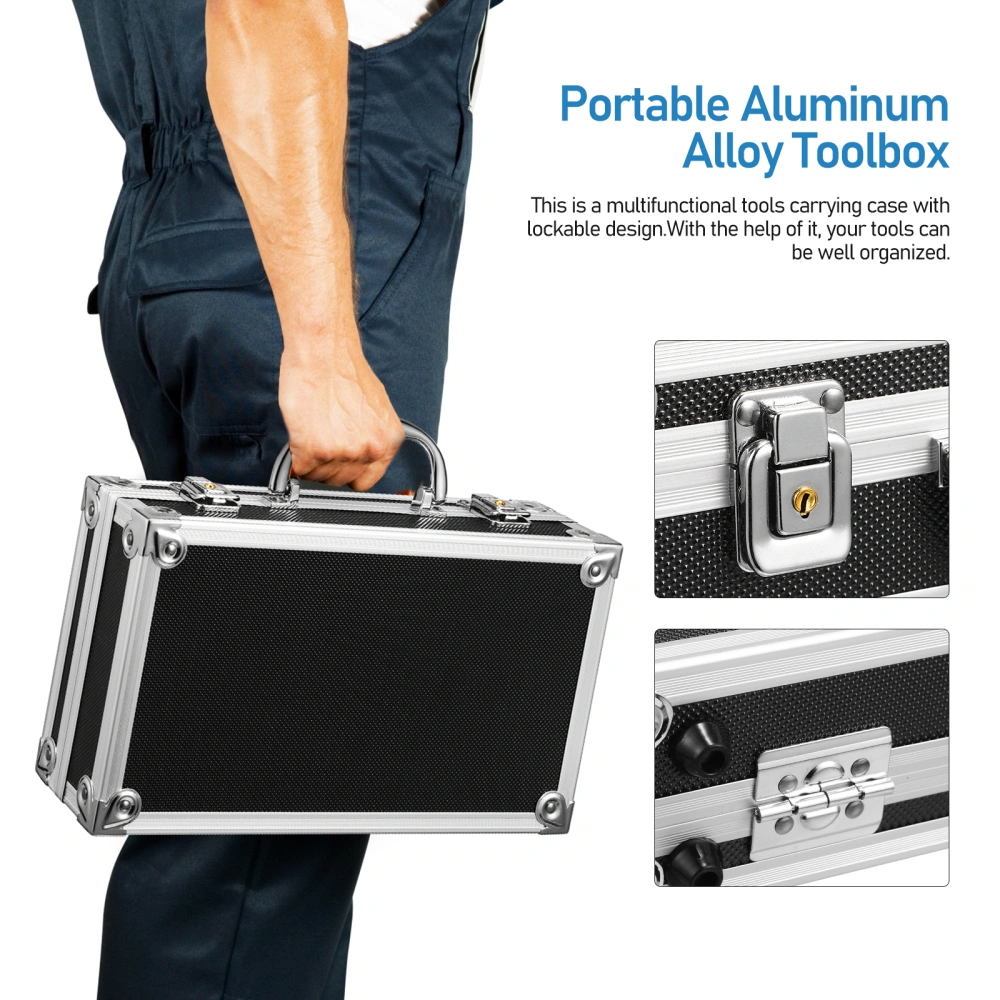 Aluminum Alloy Toolbox Equipment Instrument Box Carrying Case with Lock for for Storage Collection Organization