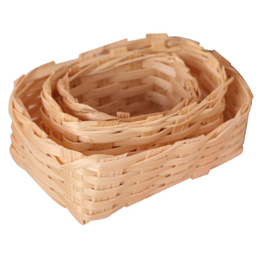 3Pcs Mini Bamboo Baskets Doll Storage Baskets Desktop Miniature Storage Baskets Photo Props