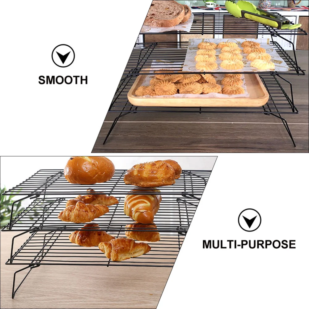 3Pcs Convenient Cooling Rack Carbon Steel Cookie Rack Household Bread Cool Rack Grilling Supply