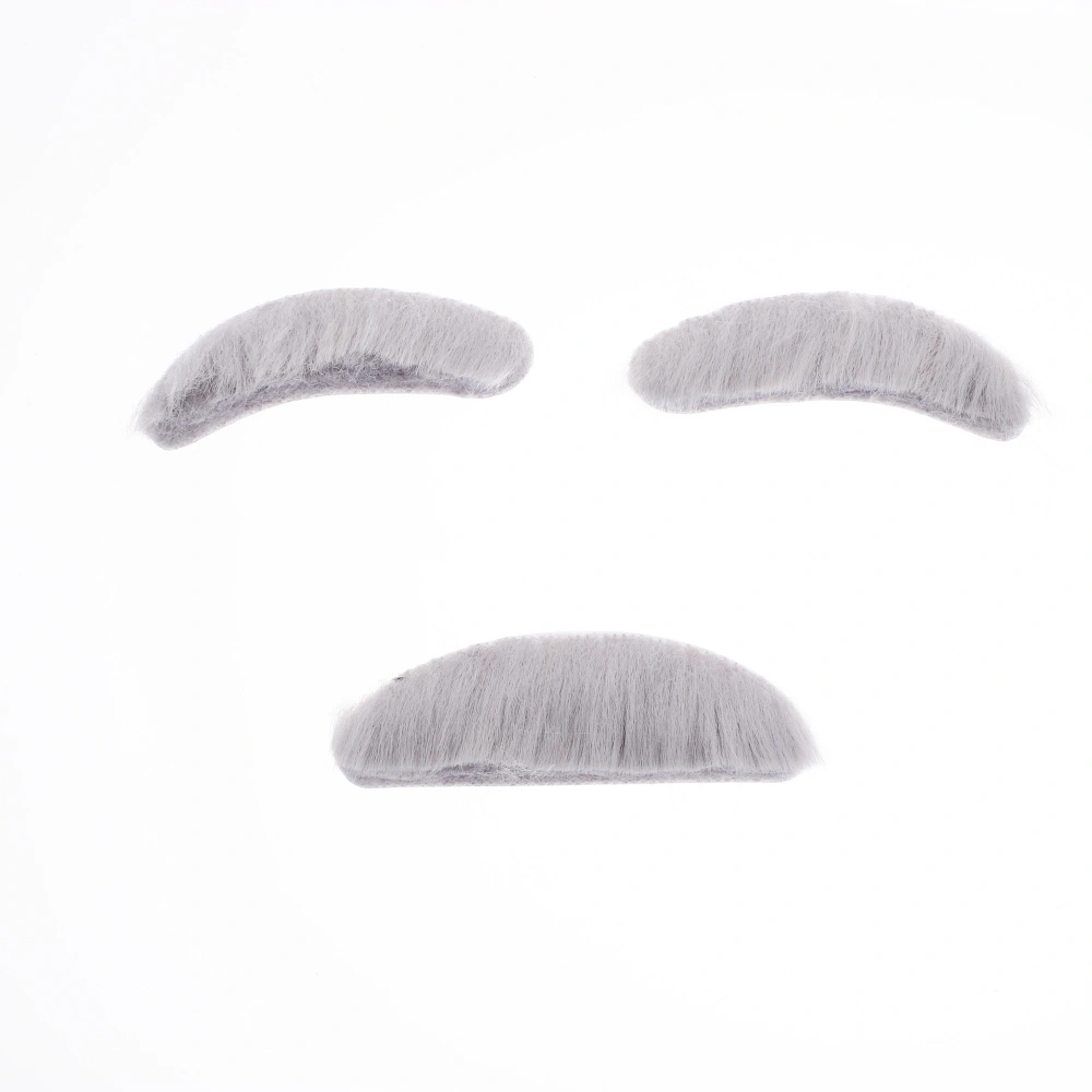 1 set of Fake Beard Eyebrow Decor Stage Performance Mustache Halloween Supply Party Mustache Prop