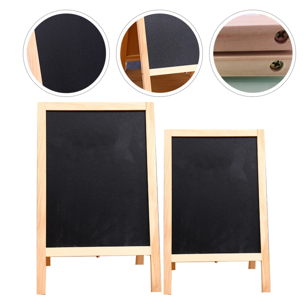 2pcs Wooden Chalkboard Tabletop Folding Double-sided Whiteboard Blackboard Memo Board