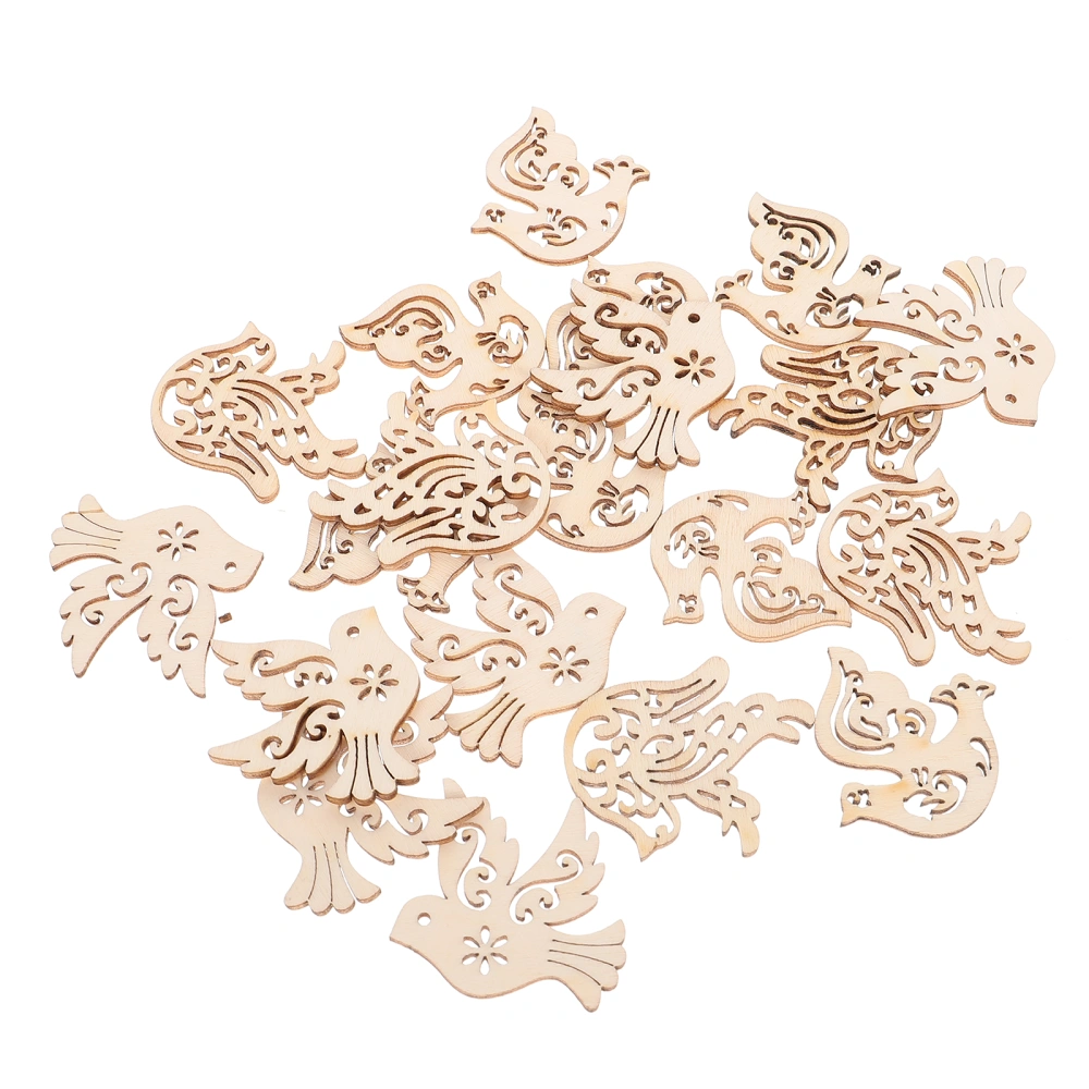 50pcs Bird Shaped Wooden Pieces Decor Diy Handmade Wooden Slices Hanging Unfinished Craft