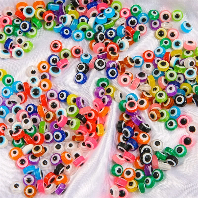 200Pcs Eye Beads Resin Eye Spacer Beads Jewelry DIY Beads Bracelet Making Beads DIY Eye Loose Beads