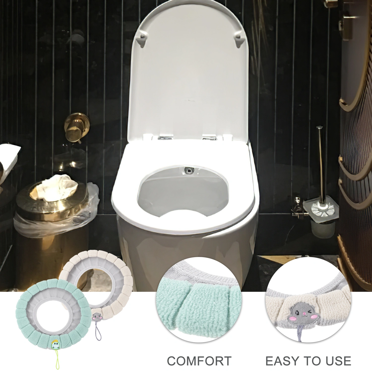 2Pcs Toilet Cushions Washable Toilet Cover Polyester Toilet Mats Washable Toilet Covers