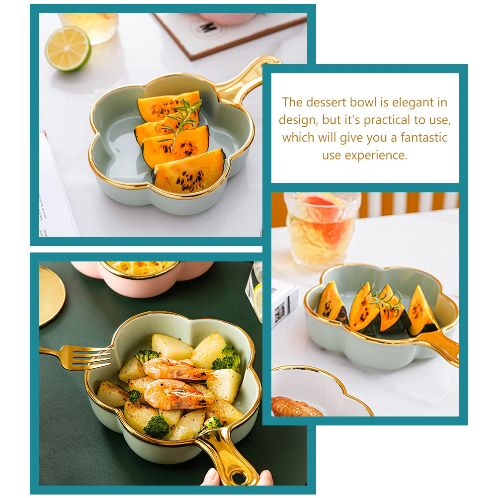 Salad Bowl Serving Dessert Bowl Multi-use Fruit Bowl Flower Shaped Ceramic Bowl with Handle