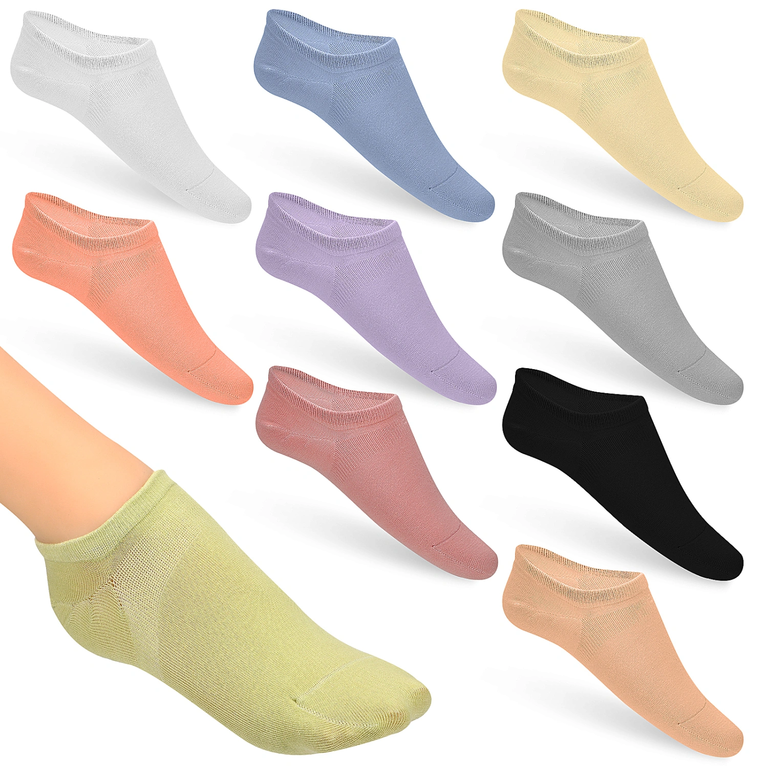 12 Pairs Women Cotton Socks Sweat-absorbent Breathable Ankle Socks for Leisure Running