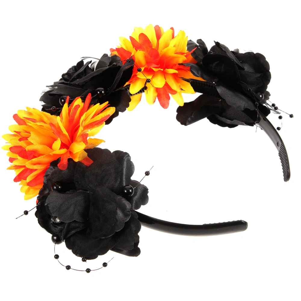 Halloween Flower Headband Goth Headband Gothic Cosplay Headwear Flower Hair Band