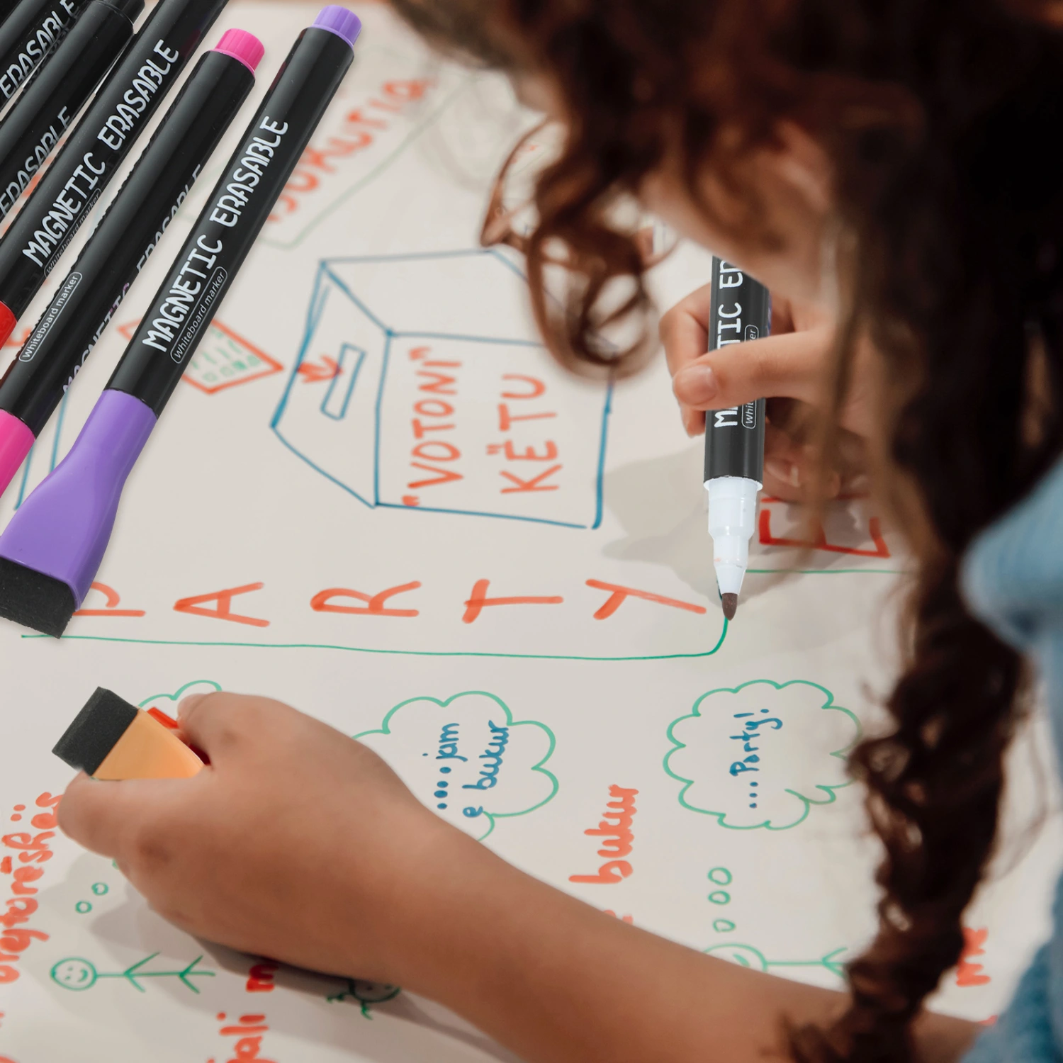 12Pcs White Board Markers Erasable Whiteboard Markers Reusable Whiteboard Dry Erase Markers