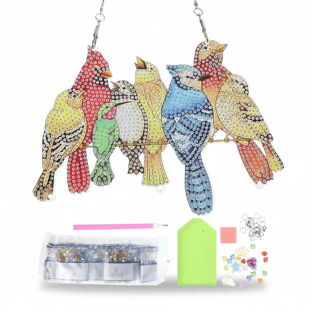 1 Set DIY Diamond Picture Bird Diamond Art Hanging 5D Diamond Arts Painting Suncatcher