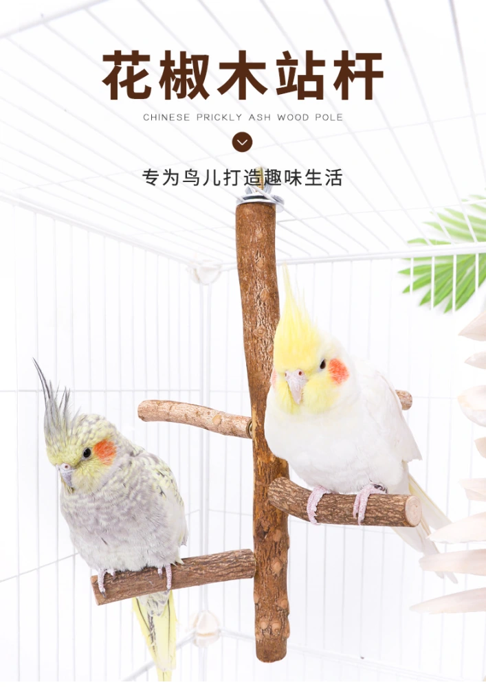 Bird Perch Stand Toy Natural Wood Parrot Perch Bird Cage Branch Perch for Cockatiel