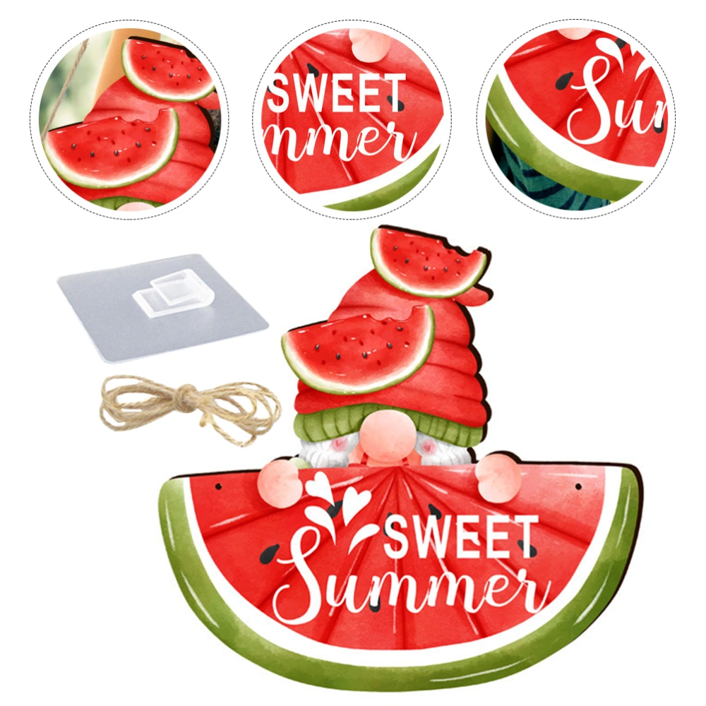 Summer Themed Indoors Hanging Plaque Colorful Watermelon Pattern Hanging Sign Window Wooden Sign