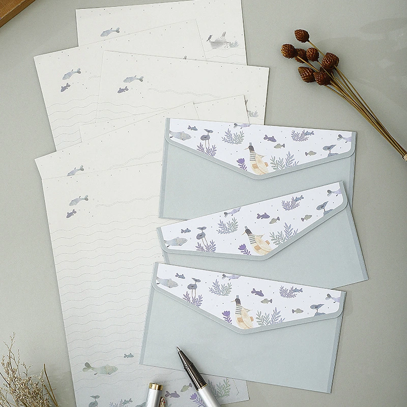 4 Sets of Cartoon Envelopes Writing Paper Letter Stationery Set Paper Letter Kit Envelope Kit