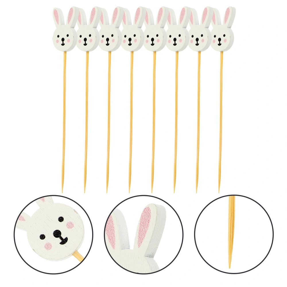 100pcs Bunny Cocktail Picks Appetizer Bamboo Picks Rabbit Fruits Toothpicks for Drink Fruit