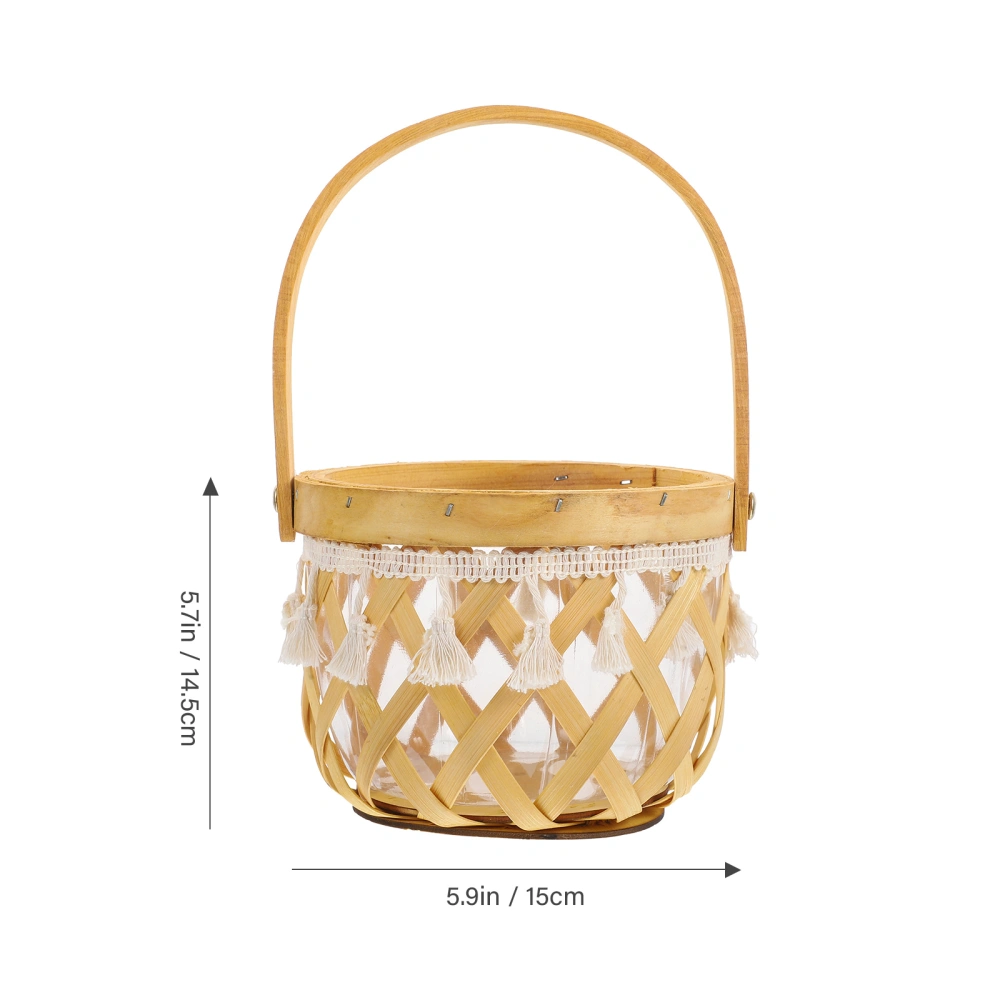 Woven Planter Basket Handwoven Plant Pot Container Farmhouse Planter Basket with Handle