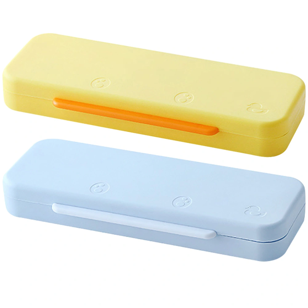 2Pcs Student Stationery Box Double Layer Pencil Box School Pens Box School Accessory