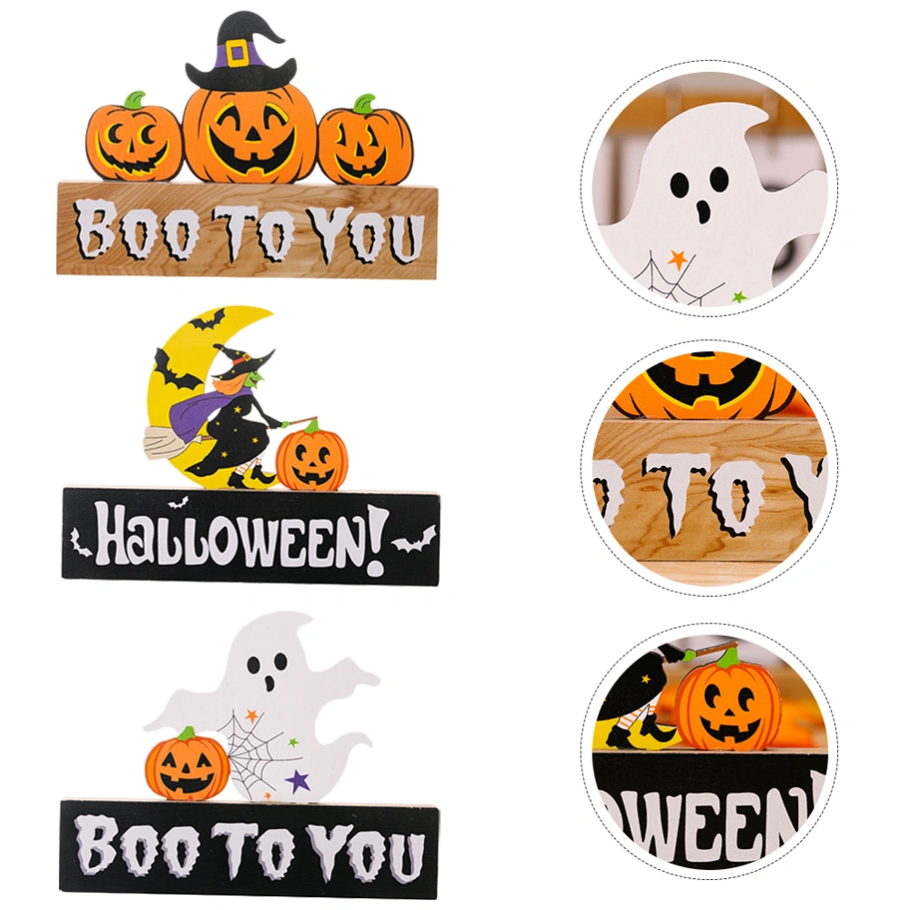 3Pcs Halloween Wooden Table Centerpiece Table Wood Sign Decoration Halloween Decoration Centerpiece