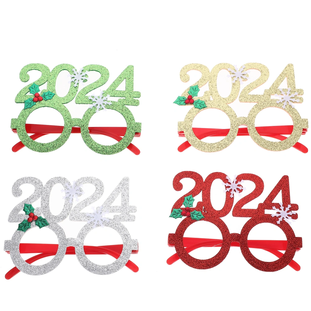 4pcs Christmas Eyewear Frames Christmas Party Glasses Decor Christmas Photo Prop