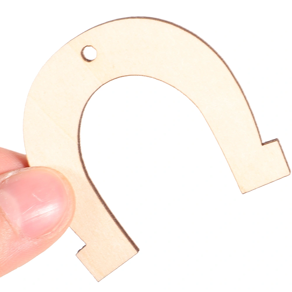 20pcs DIY Wooden Cutouts Unfinished Horseshoe Shaped Slices Horseshoe Cutouts