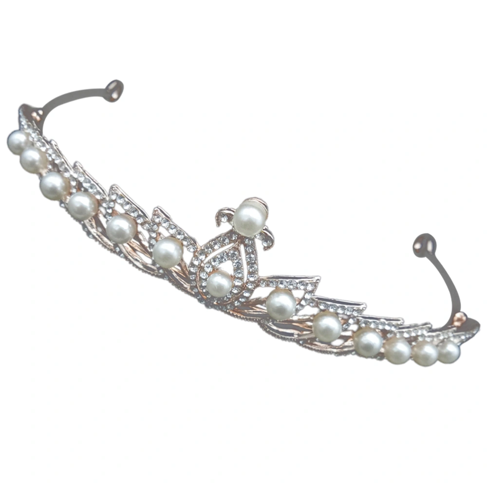 Bridal Pearl Crown Wedding Pearl Crown Headband Pearl Rhinestone Crown Headband