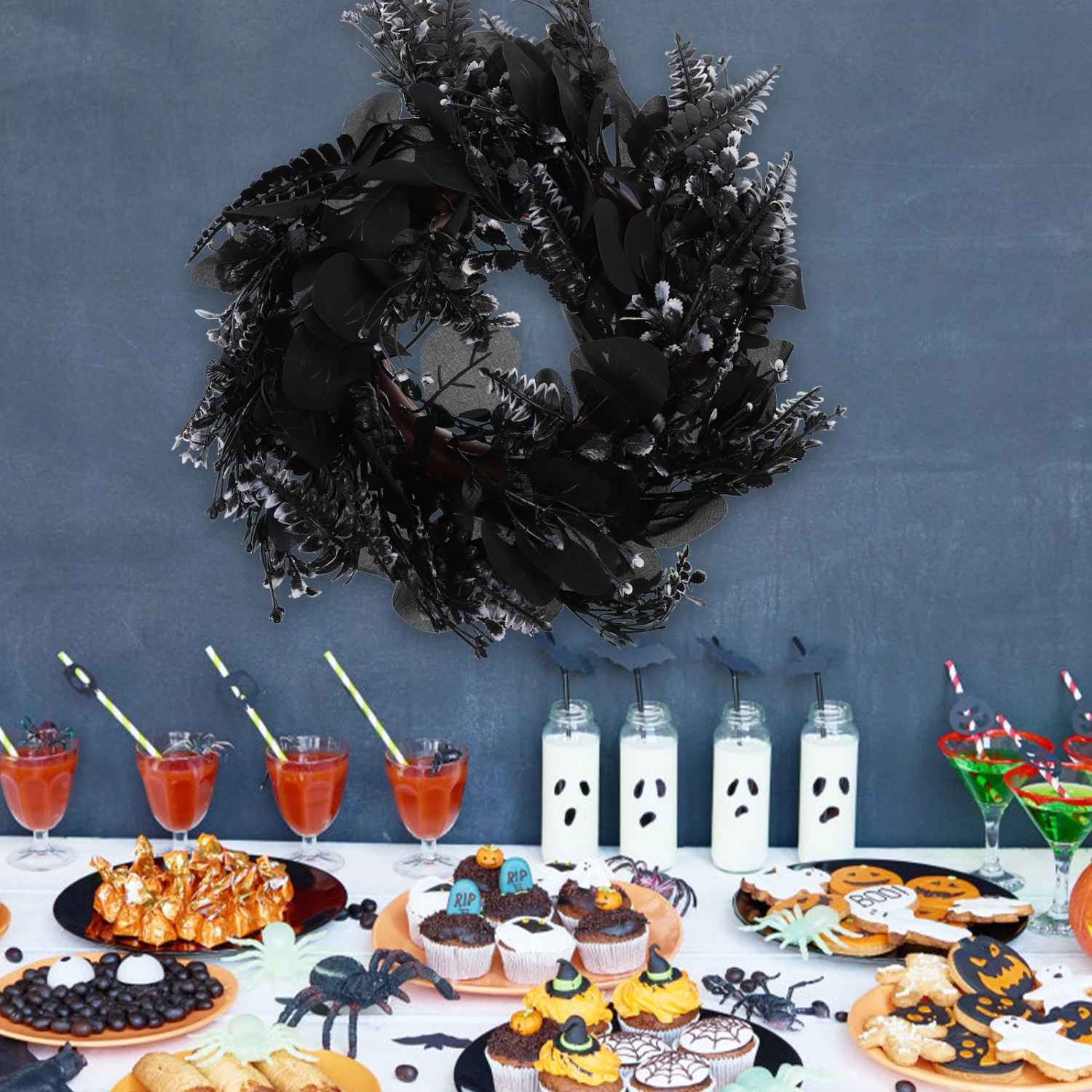 Halloween Door Wreath Halloween Decoration Halloween Wreath Halloween Silk Flower Wreath