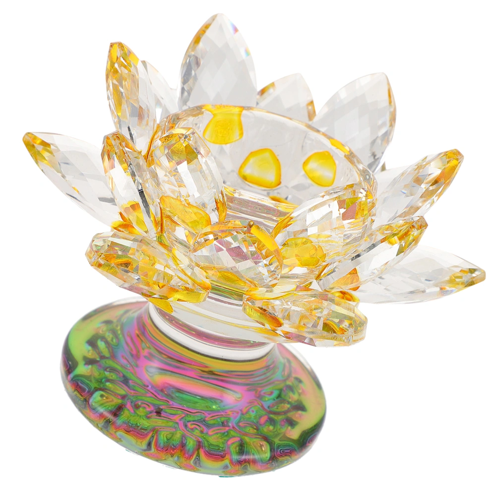 Crystal Lotus Flower Tea Light Holder Lotus Shape Buddhism Candle Holder Candle Stand Lotus Ornaments