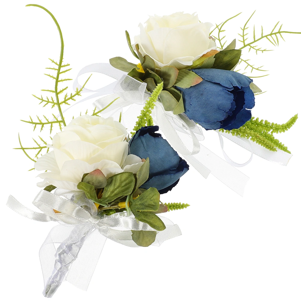 1 Set of  Wrist Flower Corsage Boutonniere Set Wedding Prom Corsage Boutonniere Set