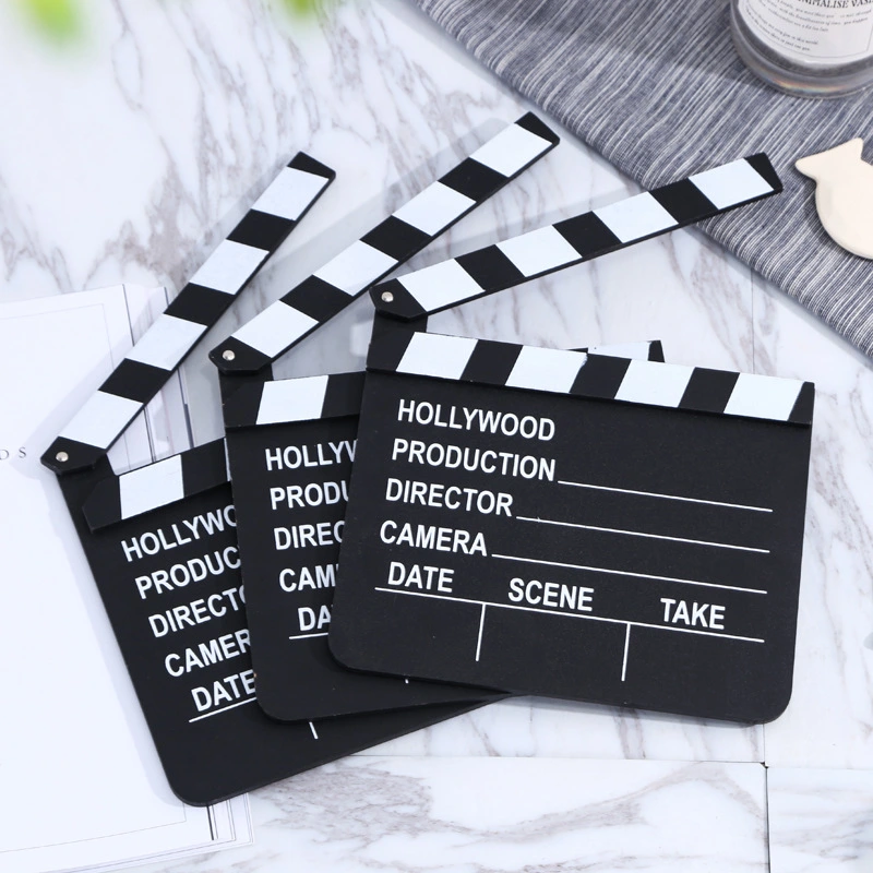 2pcs Black Wooden Directors Clapper Boards Photo Props Film Movie Clapperboard