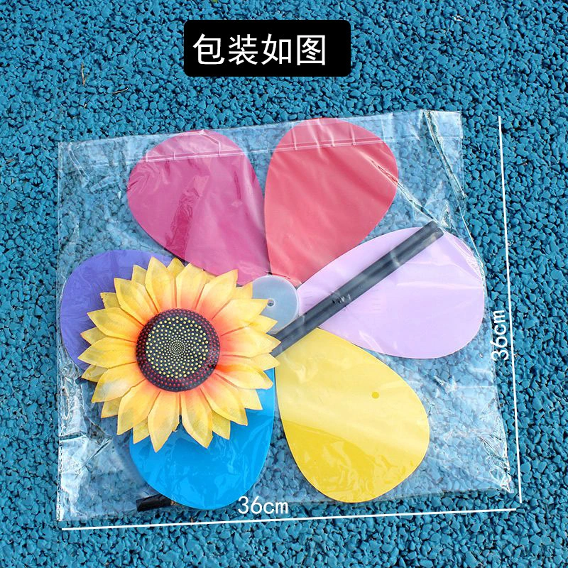 2Pcs Sunflower Windmill Decors Colorful Pinwheel Decors Garden Wind Pinwheel Stakes Ornaments