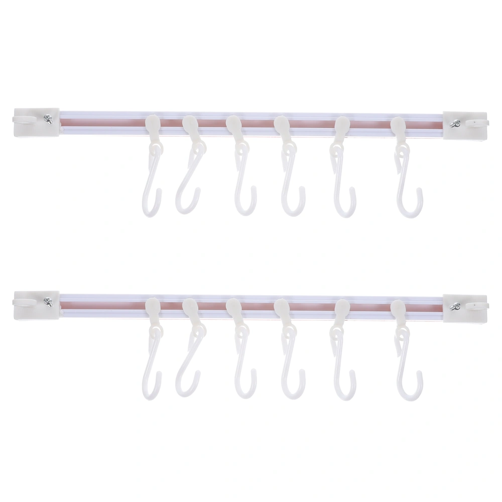 2 Set of Kitchen Wall Hook Rack Door Wall Storage Hook Self Adhesive Sliding Hook Rack